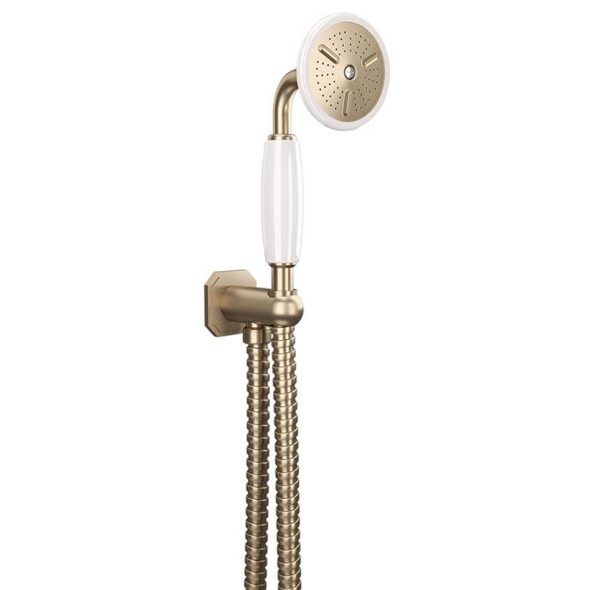 Cutout image of Crosswater Belgravia Brushed Brass Shower Handset & Outlet